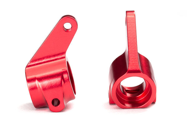 Traxxas 3636X Steering blocks, Rustler/Stampede/Bandit (2), 6061-T6 aluminum (red-anodized)/ 5x11mm ball bearings (4) - TRA3636X