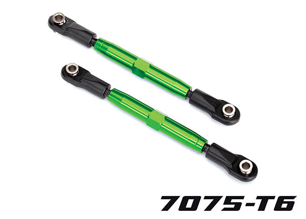 Traxxas 3644G Camber links, Rear (TUBES green-anodized 7075-T6 aluminum, stronger than titanium) (73mm) (2)/ rod ends (4)/ aluminum wrench (1) (#2579 3x15 BCS (4) required for installation) - TRA3644G