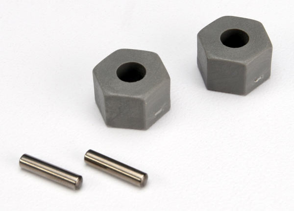 Traxxas 3654 Wheel hubs, Hex (tall offset, Rustler/Stampede Front) (2)/ Axle pins (2.5x10mm) (2) - TRA3654
