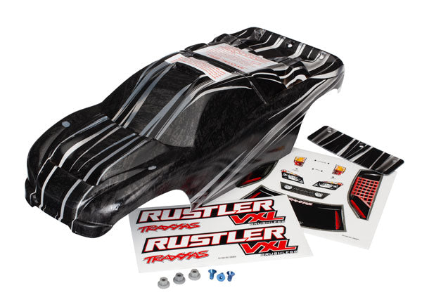 Traxxas 3719 Body, Rustler VXL, ProGraphix (replacement for the painted Body. Graphics are printed, requires paint & final color application)/Decal Sheet/ wing and aluminum Hardware - TRA3719