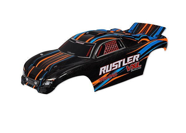 Traxxas 3720T - Body, Rustler VXL, orange (painted, decals applied) - TRA3720T