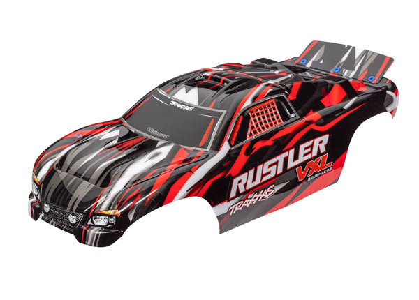 Traxxas 3726 Body, Rustler VXL, - Red (painted, decals applied) - TRA3726