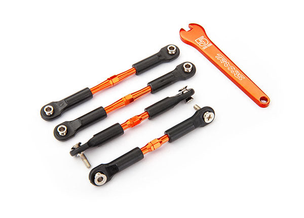 Traxxas 3741T Turnbuckles, aluminum (Orange-anodized), camber links, Front, 39mm (2), Rear, 49mm (2) - TRA3741T