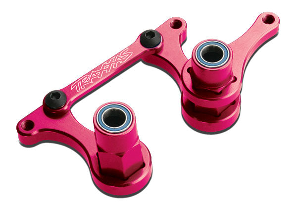 Traxxas 3743P Steering Bellcranks, drag link (pink-anodized 6061-T6 aluminum)/ 5x8mm ball bearings (4)/ Hardware (assembled) - TRA3743P