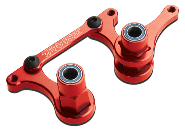 Traxxas 3743X Steering Bellcranks, drag link (red-anodized 6061-T6 aluminum)/ 5x8mm ball bearings (4)/ Hardware (assembled) - TRA3743X