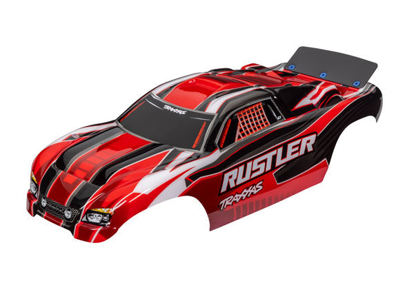 Traxxas 3750R Body, Rustler (also fits Rustler VXL), - Red (painted, decals applied, assembled with wing) - TRA3750R