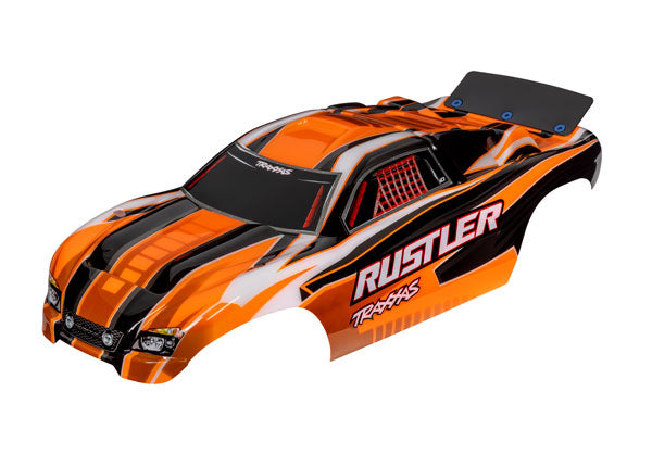Traxxas 3750T Body, Rustler (also fits Rustler VXL), orange (painted, decals applied, assembled with wing) - TRA3750T