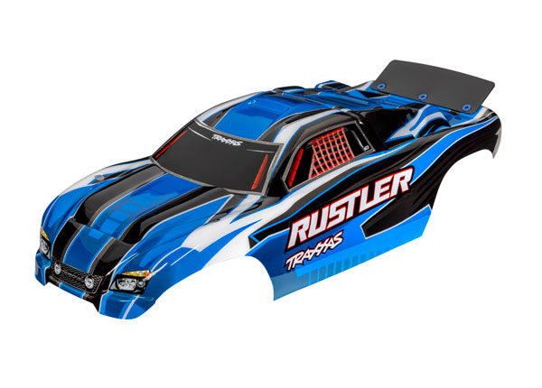 Traxxas 3750X Body, Rustler (also fits Rustler VXL), - Blue (painted, decals applied, assembled with wing) - TRA3750X