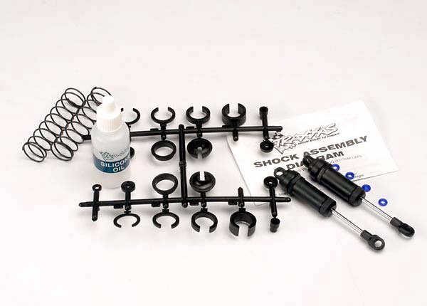 Traxxas 3760 Ultra Shocks (black) (long) (Complete w/ spring pre-load spacers & Springs) (Front) (2) - TRA3760