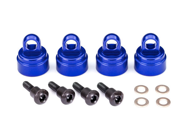 Traxxas 3767A Shock caps , aluminum (blue-anodized) (4) (fits all Ultra Shocks) - TRA3767A