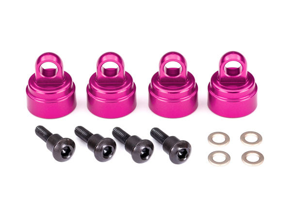 Traxxas 3767P Shock caps , aluminum (pink-anodized) (4) (fits all Ultra Shocks) - TRA3767P