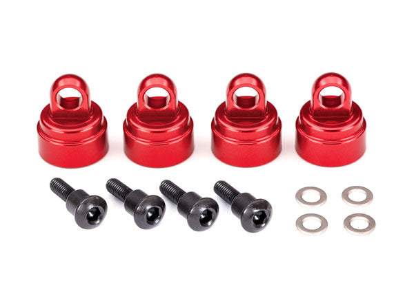 Traxxas 3767X Shock caps, aluminum (red-anodized) (4) (fits all Ultra Shocks) - TRA3767X