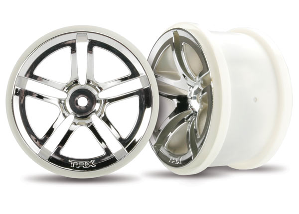 Traxxas 3774 Wheels , Twin-Spoke 2.8' (chrome) (2WD electric Rear) (2) - TRA3774