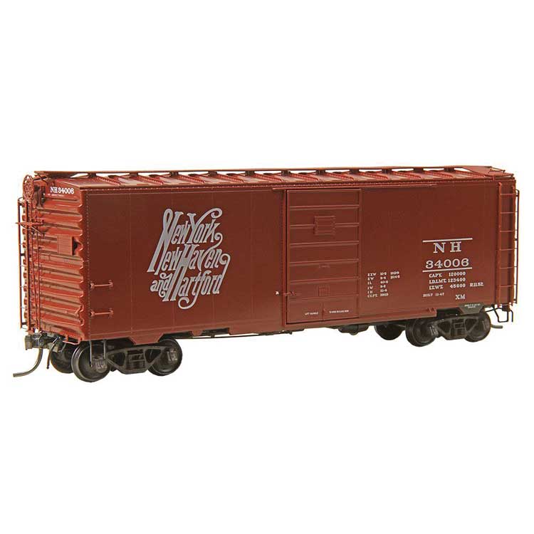 Kadee Pullman-Standard PS-1 40' Boxcar, 7' Door - Ready to Run -- New Haven #34006 (1952, Boxcar Red, white, Script Logo) - 380-4333