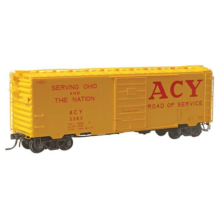 Kadee HO Pullman-Standard PS-1 40' Boxcar, 6' Door - Ready to Run -- Akron, Canton & Youngstown ACY #3383 (yellow, red)