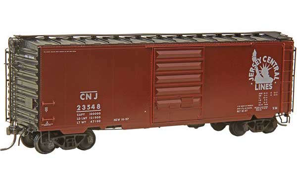 Kadee Pullman-Standard PS-1 40' Boxcar w/8' Door - Ready to Run -- Central Railroad of New Jersey #23548 (Blt. 1957, Boxcar Red, black, white, - 380-5326