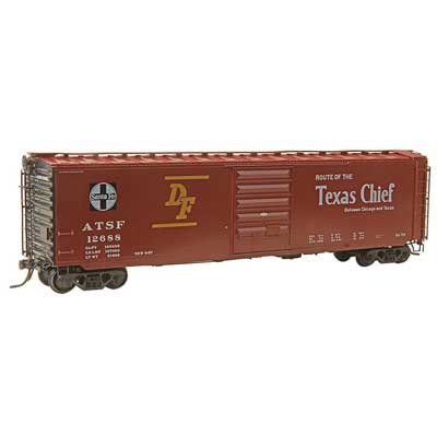 PS-1 50' Boxcar w/8' Door - Ready to Run -- Santa Fe #12688 (Built 1957 Boxcar Red, Route of the Texas Chief Slogan)