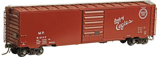 Kadee PS-1 50' Boxcar, 8' Doors - Ready to Run -- Missouri Pacific #81840 (1959 As-Delivered; Boxcar Red, "...Eagles" Slogan) - 380-6412