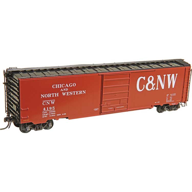Kadee Pullman-Standard PS-1 50' Boxcar - Ready to Run -- Chicago & North Western 4195 (Boxcar Red, black, Billboard C&NW) - 380-6413