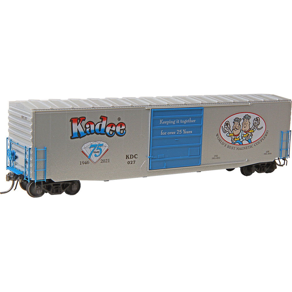 Kadee 50' PS-1 Boxcar with 10' Door - Ready to Run -- 2021 Kadee(R) 75th Anniversary KDC #027 (gray, blue) - 380-6927