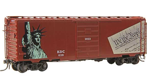 Kadee 40' PS-1 Boxcar - Ready to Run -- Patriotic Car KDC #029 (Boxcar Red, green, Statue of Liberty) - 380-6929