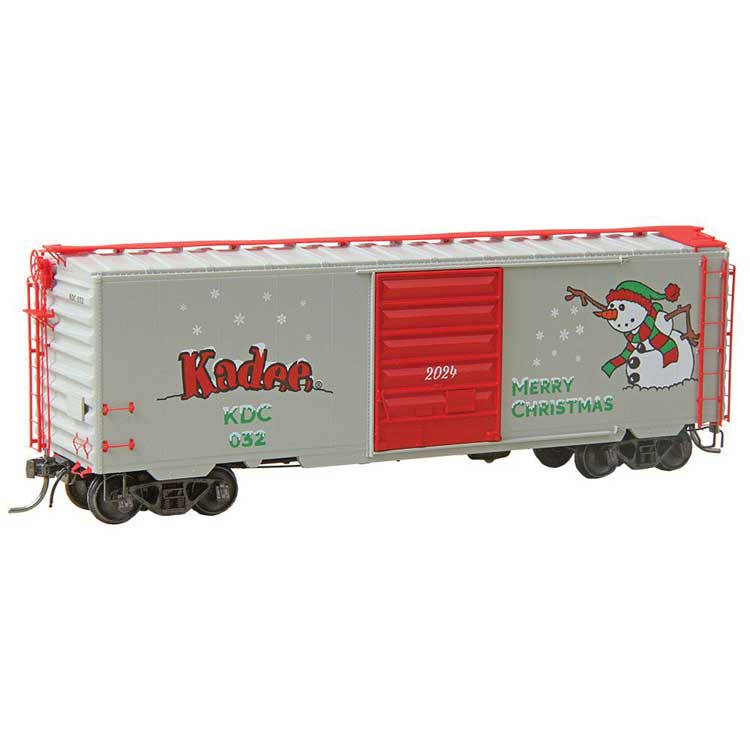 Kadee HO Pullman-Standard PS-1 40' Boxcar - Ready to Run -- 2024 Christmas KDC #032 (gray, red, green, white)