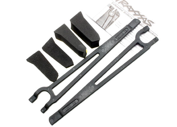 Traxxas 3927X Hold downs, battery, left & right (2)/ foam spacers (4) (allows for installation of taller, multi-cell batteries) - TRA3927X