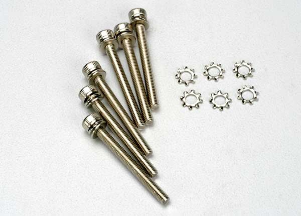 Traxxas 3963 Screws, 3x28mm cap-head machine (Hex drive) (6)/ 3x6mm ELW (6) - TRA3963
