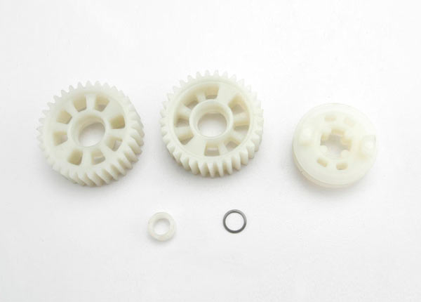 Traxxas 3985X Output gears, 33T (2)/ drive dog Carrier/ Output shaft spacer - TRA3985X