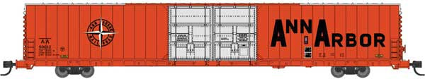 Bluford Shops N Pullman-Standard 86' Auto Parts Double-Door Boxcar - Ready to Run -- Ann Arbor #69012 (orange, black, Compass Logo)