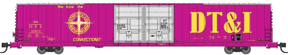 Bluford Shops N Pullman-Standard 86' Auto Parts Double-Door Boxcar - Ready to Run -- Detroit, Toledo & Ironton #26899 (magenta, yellow, silver)