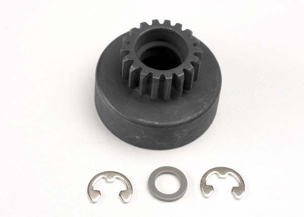 Traxxas 4118 Clutch bell, (18-tooth)/ 5x8x0.5mm fiber washer (2)/ 5mm E-clip (requires #4609 - ball bearings, 5x10x4mm (2)) - TRA4118