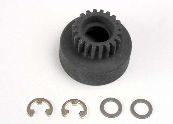 Traxxas 4120 Clutch bell , (20-tooth) / 5x8x0.5mm fiber washer (2) / 5mm E-clip (requires #4611-ball bearings , 5x11x4mm (2) - TRA4120