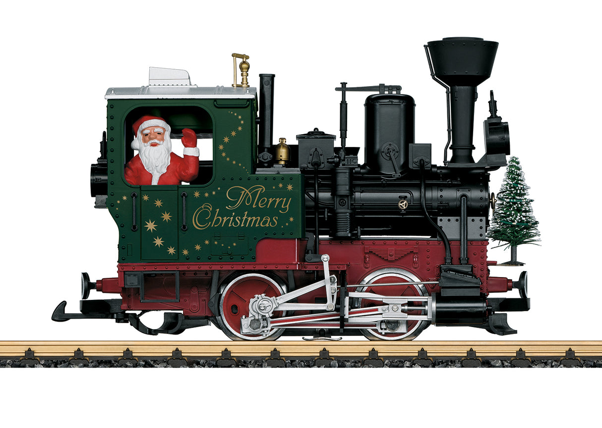 LGB 20215 Stainz 0-4-0T - Standard DC -- Christmas (green, red, black; Lighted Christmas Tree on Pilot) G-Scale