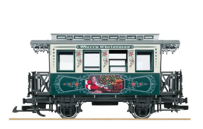 LGB Wooden 2-Axle Passenger Car - Ready to Run -- Christmas Themed Car