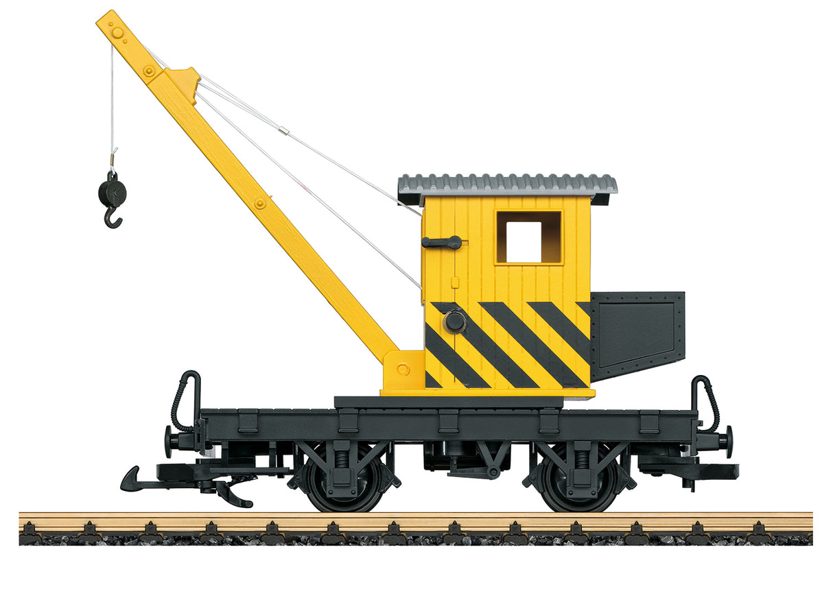 LGB 2-Axle Crane - Ready to Run -- Painted, Unlettered (black, yellow) - 426-40043