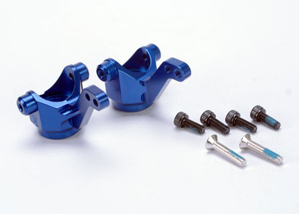 Traxxas 4336X Steering blocks / Axle housings , - Blue-anodized 6061-T6 aluminum / (Left & Right) w / metal Inserts(3x4.5x5.5mm) (2) - TRA4336X