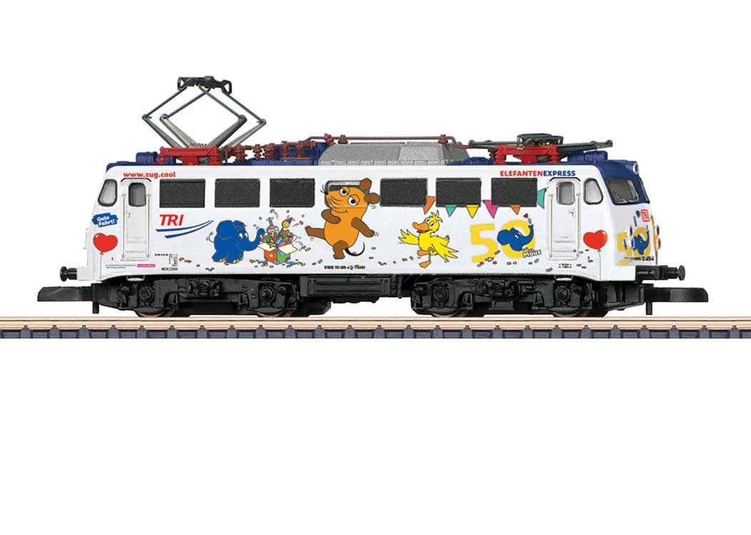 Marklin Z Class 110.3 Pants Crease Electric - Standard DC -- Train Rental, Inc. TRI #110 469-4 (Elephant Express Scheme Era VI 2025, white