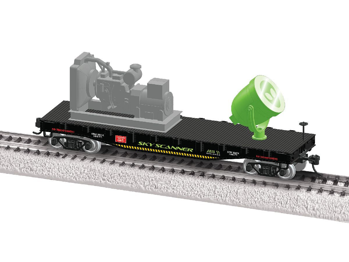 Lionel HO 2654040 Searchlight Car - Ready to Run -- Area 51 Sky Scanner (black, gray, green)