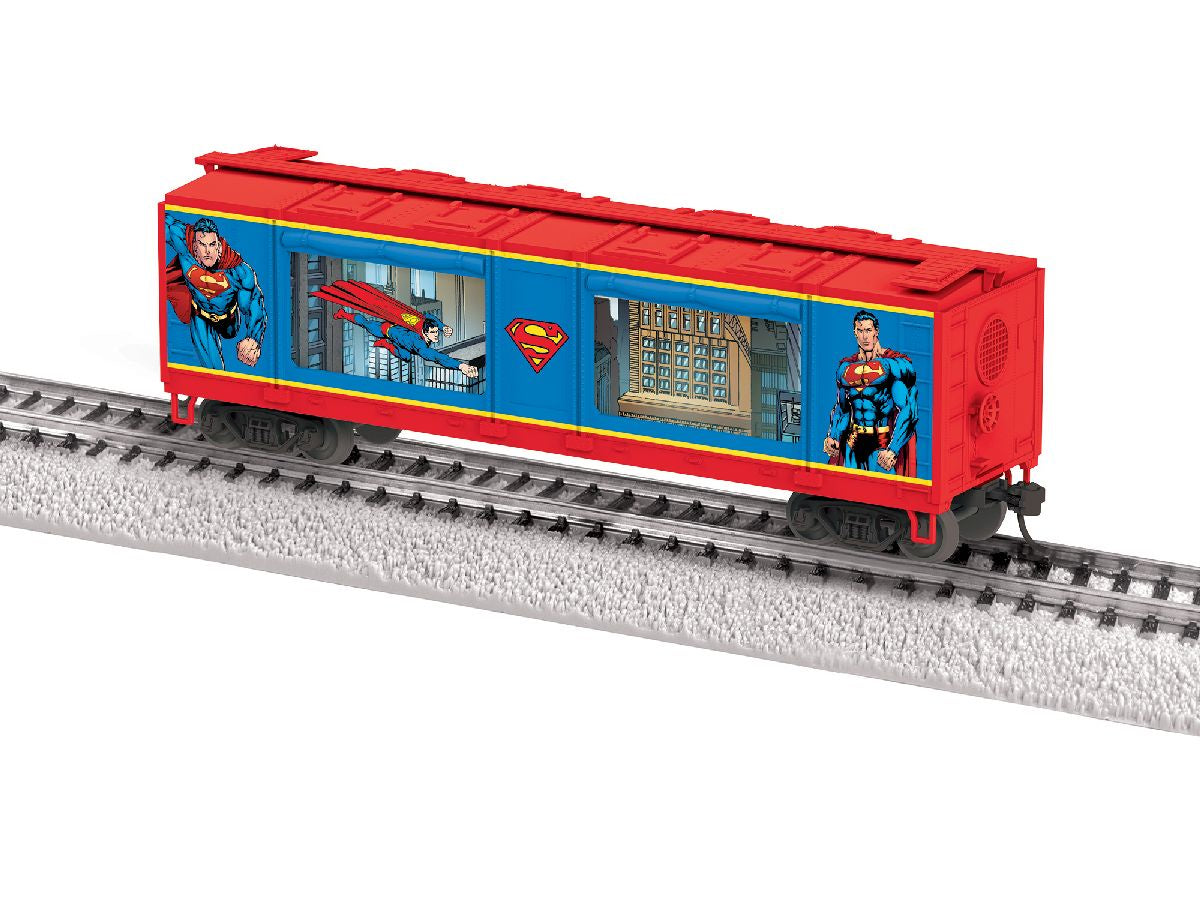 Lionel HO 2654230 Aquarium Car - Ready to Run -- DC Superman (red, blue, Cartoon Scenes)