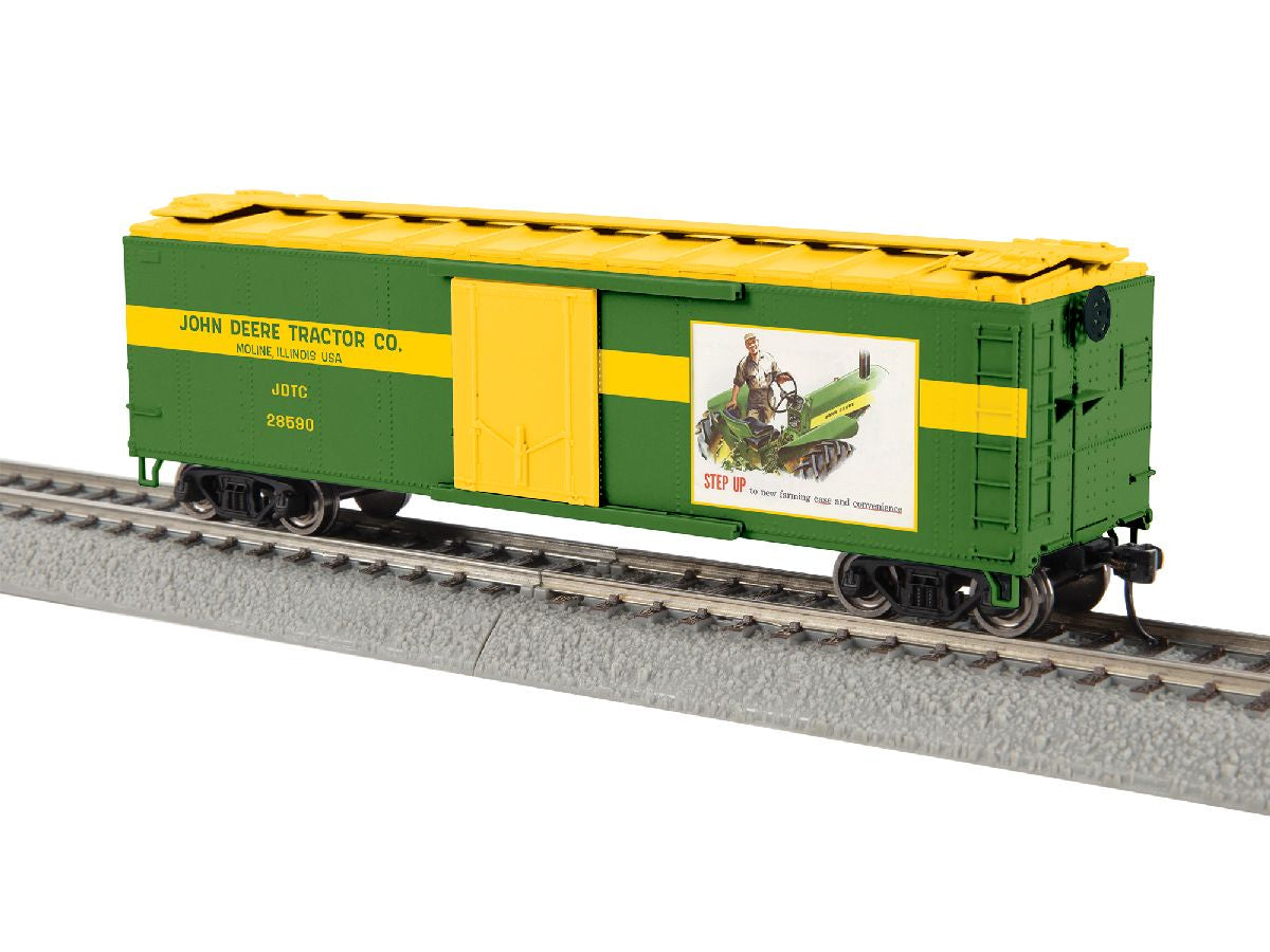 Lionel HO 2654390 40' Steel Flat-End Plug-Door Reefer/Boxcar - Ready to Run -- John Deere Step Up #28600 (green, yellow)