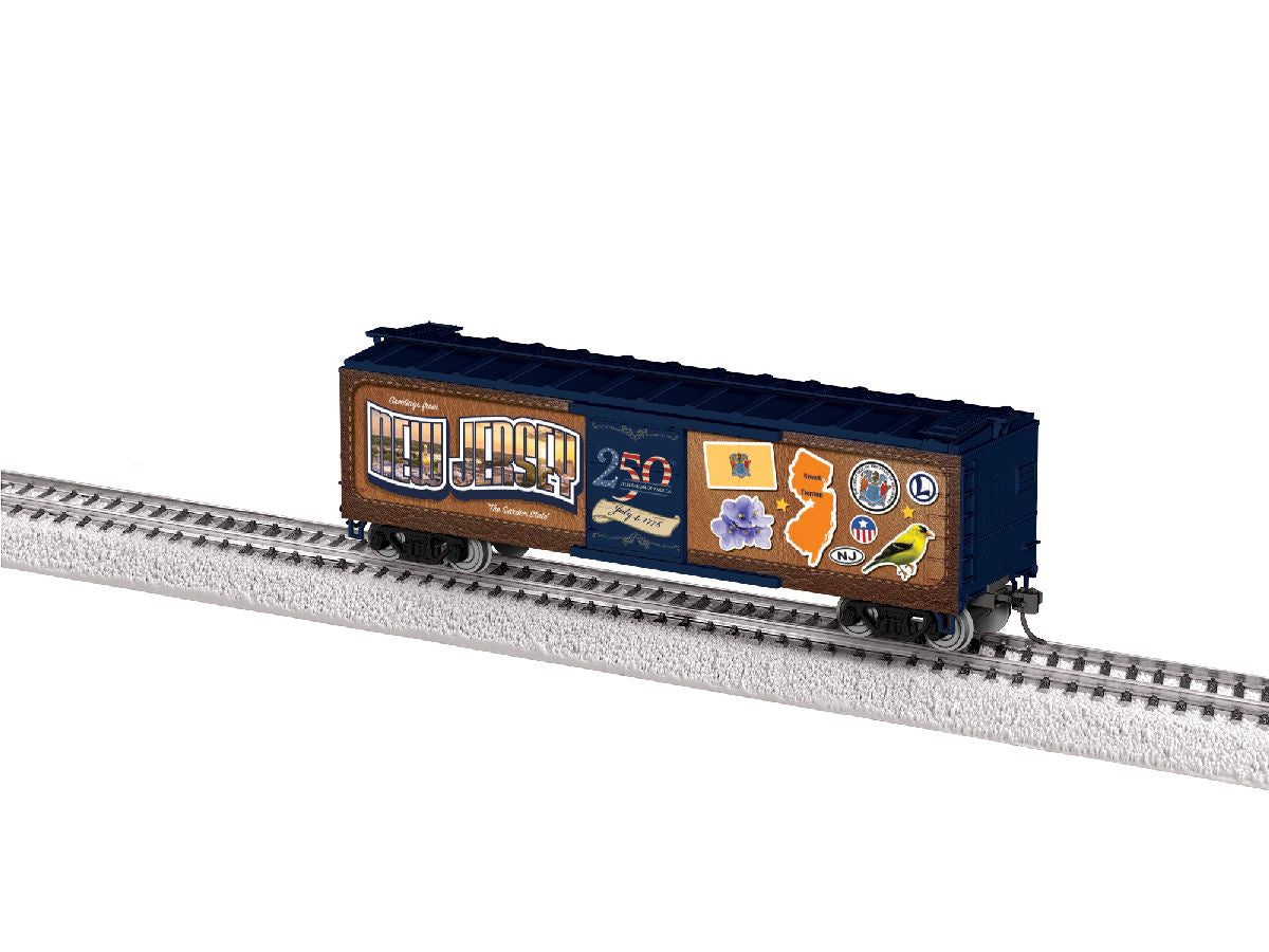 Lionel HO 2664180 40' Steel Flat-End Boxcar - Ready to Run -- New Jersey - 50 State Series (brown, blue, 250th America Celebration)