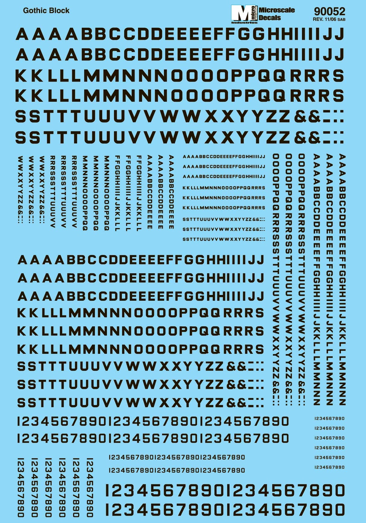 Microscale Decals Alphabets & Numbers - Block Gothic -- Black