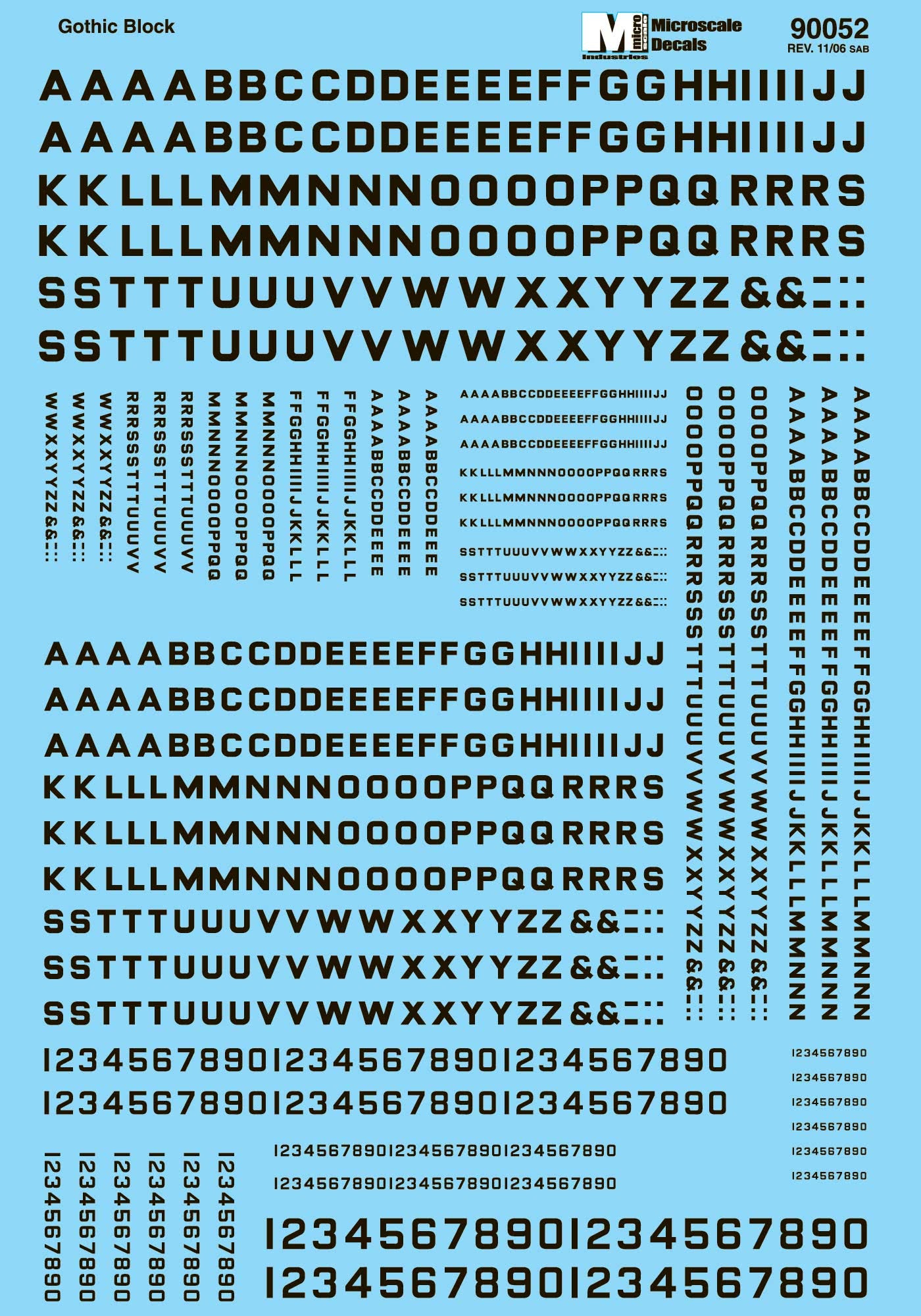 Microscale Decals Alphabets & Numbers - Block Gothic -- Black