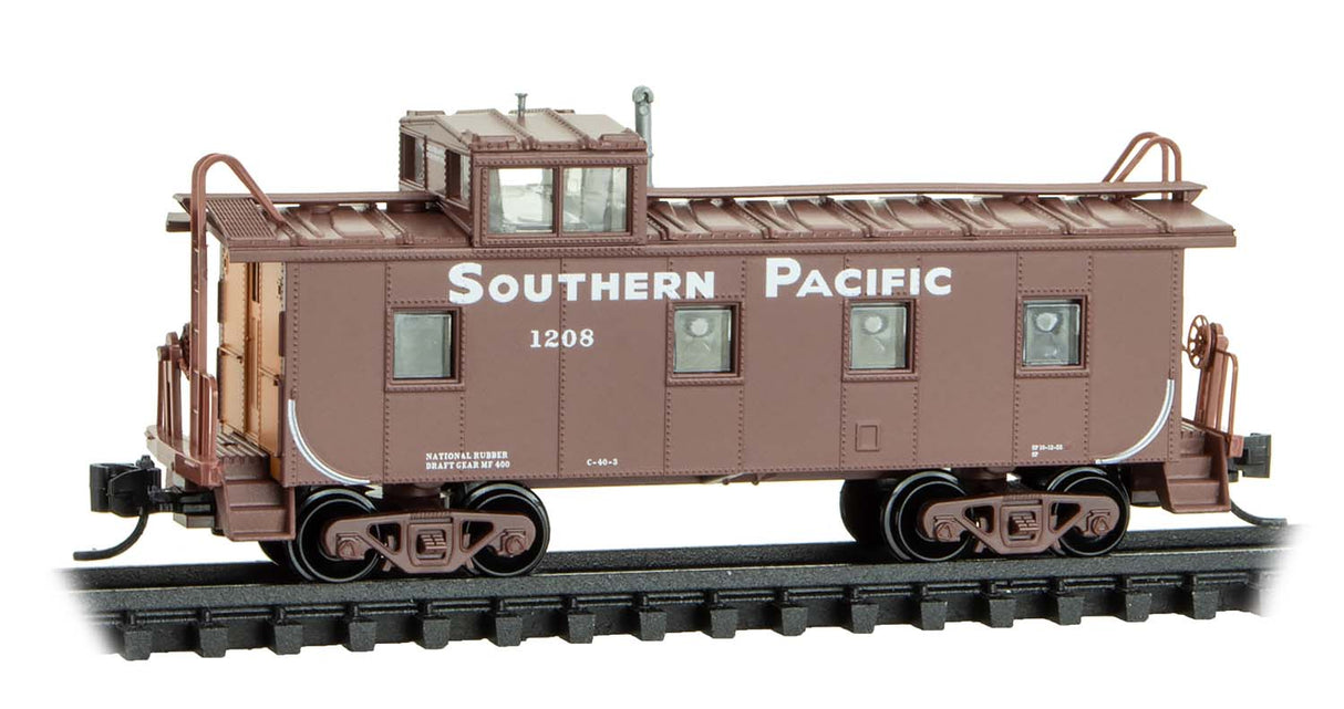 Micro-Trains N 36' Riveted-Steel Cupola Caboose - Ready to Run -- Southern Pacific #1208 (Boxcar Red, orange, white, Sand Serif Lettering)