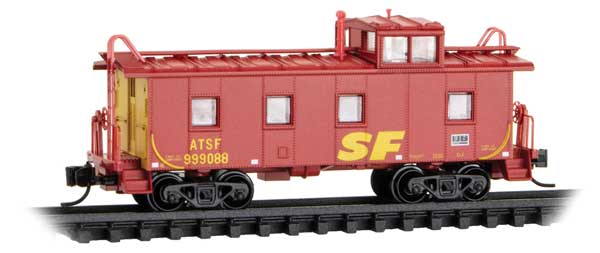36' Riveted-Steel Cupola Caboose - Ready to Run -- Santa Fe #999088 (SPSF Merger Scheme, red, yellow)