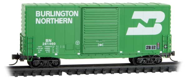 Micro-Trains Pullman-Standard 40' Hy-Cube Boxcar - Ready to Run -- Burlington Northern #281460 (Cascade Green, white, Early Large Logo & Letter - 489-10100091