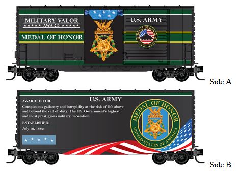 Micro-Trains 40' HyCube Boxcar - Ready to Run -- Army Military Valor Award Car - 489-10100760