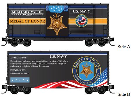 Micro-Trains 40' HyCube Boxcar - Ready to Run -- Navy Military Valor Award Car - 489-10100762
