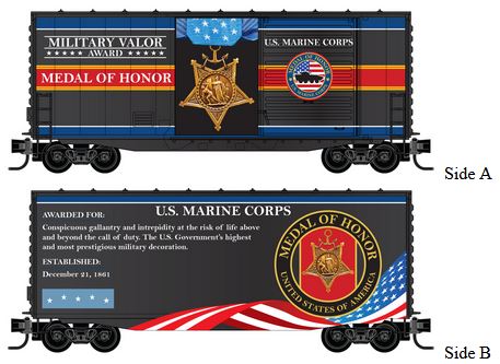 Micro-Trains 40' HyCube Boxcar - Ready to Run -- Marines Military Valor Award CarMarines - 489-10100763